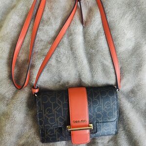 Calvin Klein Black and Orange Crossbody Bag